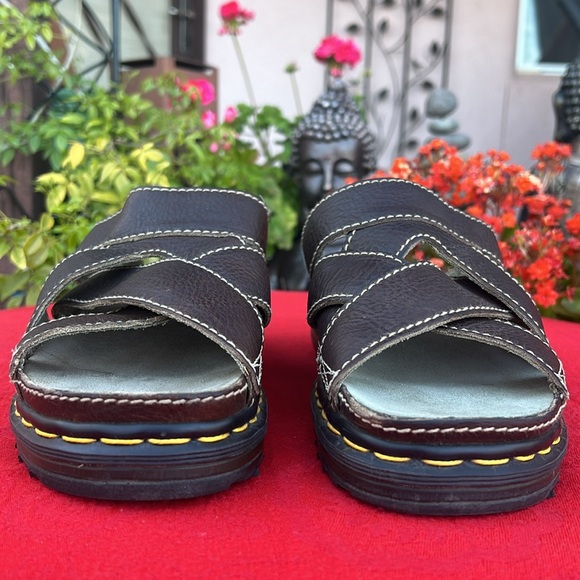 🏴󠁧󠁢󠁥󠁮󠁧󠁿 Dr. Martens MIE Vintage Chunky Platform Brown Slides Sandals UK 9 - Picture 4 of 17